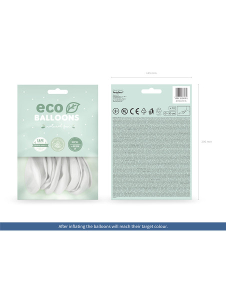 Balony Eco 30cm pastelowe, biały (1 op. / 10 szt.)
