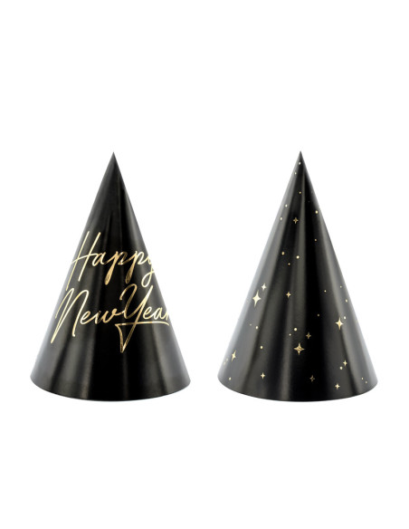 Czapeczki Happy New Year, 16cm (1 op. / 6 szt.)