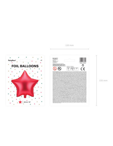 Balon foliowy Gwiazdka, 48cm, czerwony