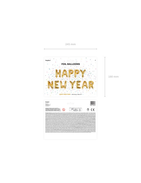 Balon foliowy Happy New Year, 422x46 cm, złoty
