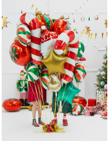 Balon foliowy Cukrowa laska, 50x82cm, czerwony