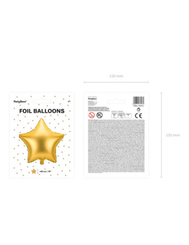 Balon foliowy Gwiazdka, 48cm, złoty