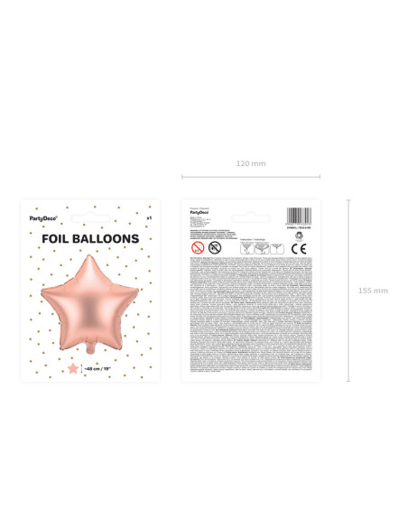 Balon foliowy Gwiazdka, 48cm, różowe złoto