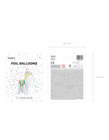 Balon foliowy Lama, 39x61cm, mix