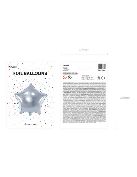 Balon foliowy Gwiazdka, 70cm, srebrny