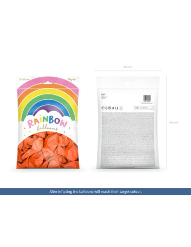 Balony Rainbow 23cm metalizowane, pomarańczowy (1 op. / 100 szt.)