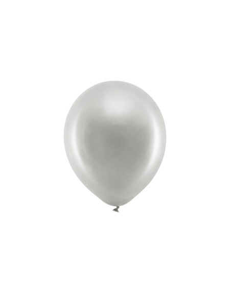 Balony Rainbow 23cm metalizowane, srebrny (1 op. / 100 szt.)