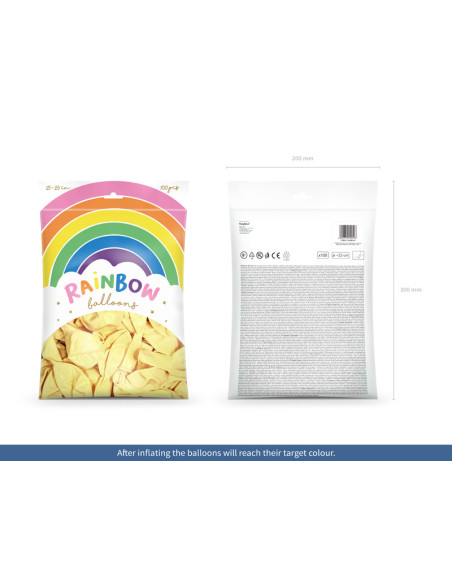 Balony Rainbow 23cm metalizowane, kremowy (1 op. / 100 szt.)