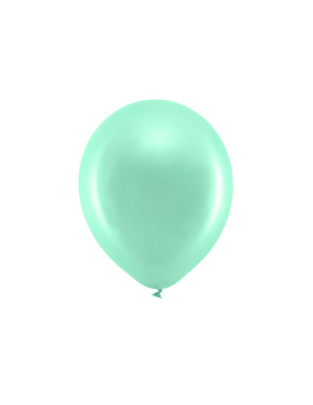 Balony Rainbow 30cm metalizowane, mięta (1 op. / 100 szt.)