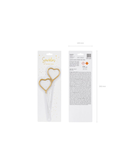 Zimne ognie Serce, złoty, 16.5cm (1 op. / 2 szt.)