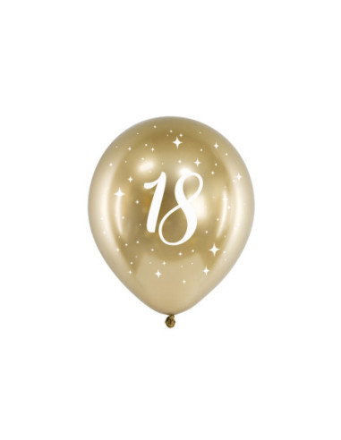 Balony Glossy 30cm, 18, złoty (1 op. / 6 szt.)