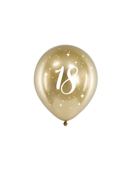 Balony Glossy 30cm, 18, złoty (1 op. / 6 szt.)