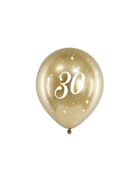 Balony Glossy 30cm, 30, złoty (1 op. / 6 szt.)