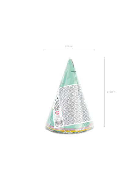 Czapeczki Happy Birthday, mix, 16cm (1 op. / 6 szt.)