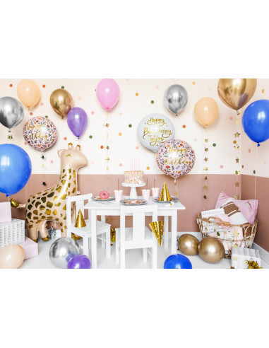 Balon foliowy Happy Birthday, 45cm, jasny różowy