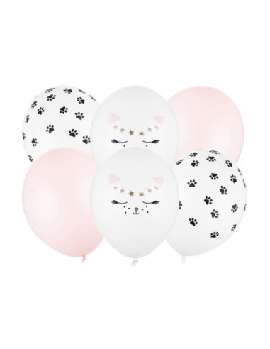 Balony 30cm, Kotek, mix (1 op. / 6 szt.)