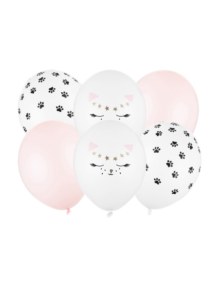 Balony 30cm, Kotek, mix (1 op. / 6 szt.)