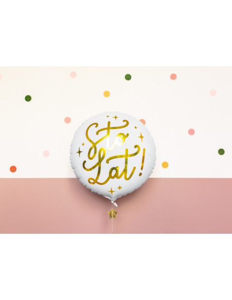 Balon foliowy Sto lat!, 35cm, biały