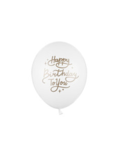 Balony 30 cm, Happy Birthday To You, Pastel Pure White (1 op. / 50 szt.)