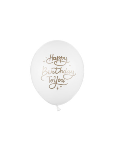 Balony 30 cm, Happy Birthday To You, Pastel Pure White (1 op. / 50 szt.)