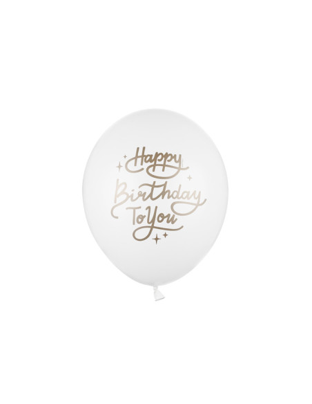Balony 30 cm, Happy Birthday To You, Pastel Pure White (1 op. / 50 szt.)