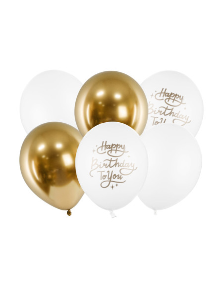 Balony 30cm, Happy Birthday To You, mix (1 op. / 6 szt.)