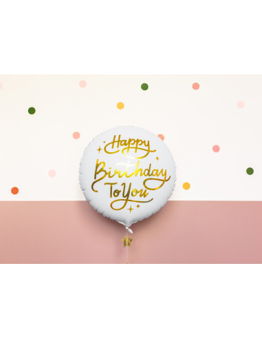 Balon foliowy Happy Birthday To You, 35cm, biały