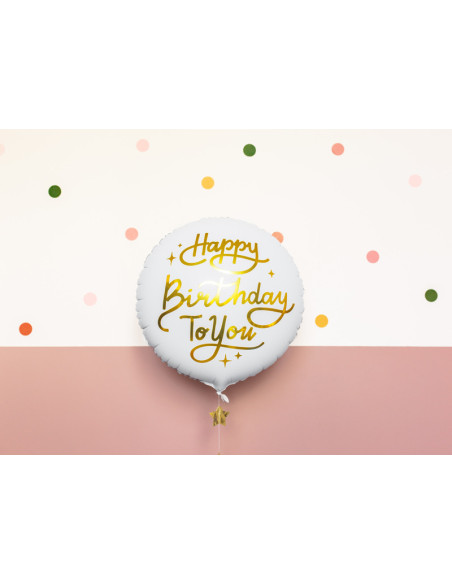 Balon foliowy Happy Birthday To You, 35cm, biały