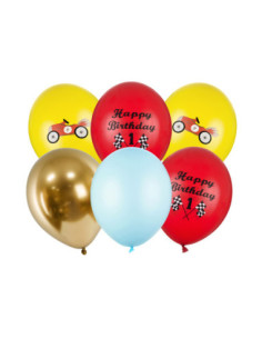 Balony 30cm, Happy Birthday, mix (1 op. / 6 szt.)