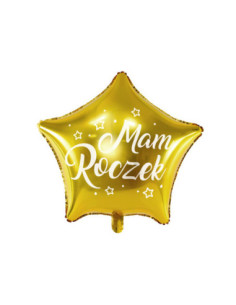 Balon foliowy Gwiazdka - Mam Roczek, 48cm, złoty