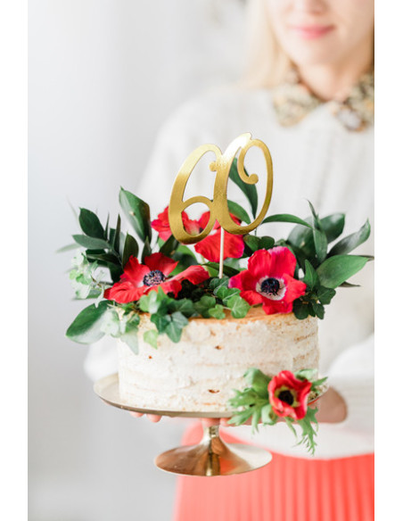 Topper na tort ''60'', złoty, 21cm