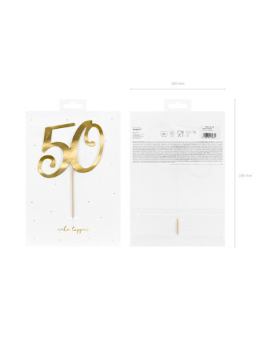 Topper na tort ''50'', złoty, 20.5cm