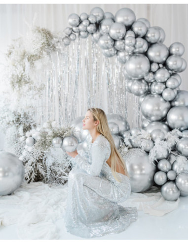 Balon okrągły Glossy 60cm, srebrny
