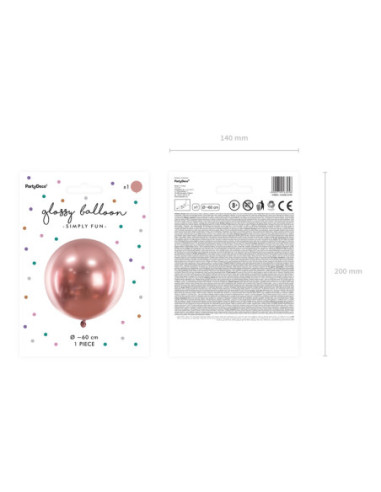Balon okrągły Glossy 60cm, różowe złoto