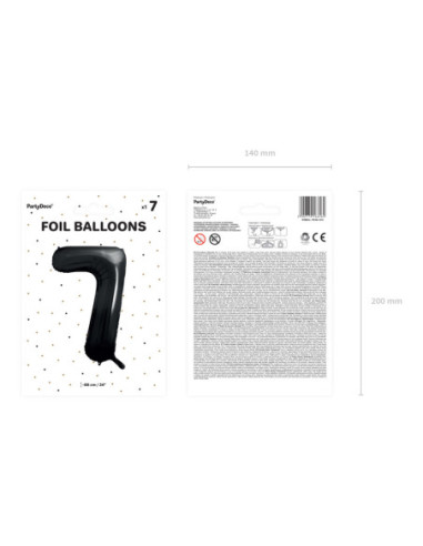 Balon foliowy Cyfra ''7'', 86cm, czarny