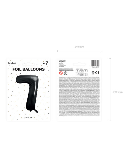 Balon foliowy Cyfra ''7'', 86cm, czarny