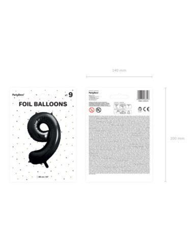 Balon foliowy Cyfra ''9'', 86cm, czarny