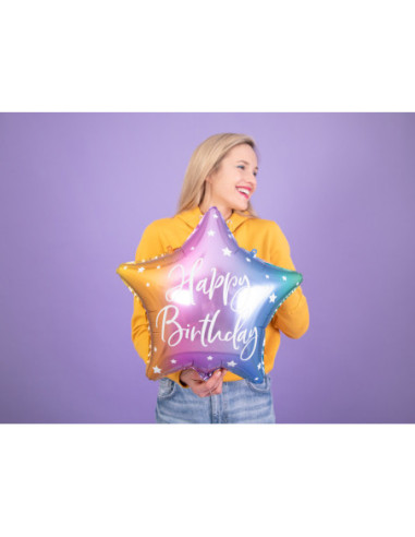 Balon foliowy Happy Birthday, 40cm, mix