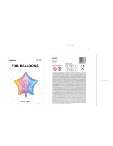Balon foliowy Happy Birthday, 40cm, mix