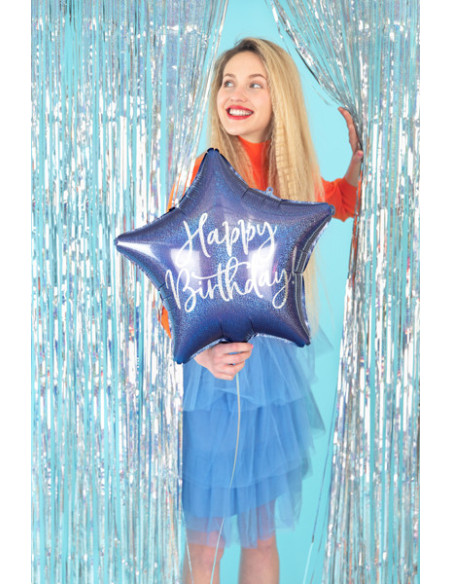 Balon foliowy Happy Birthday, 40cm, granat