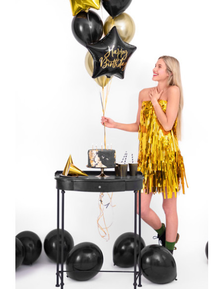 Balon foliowy Happy Birthday, 40cm, czarny