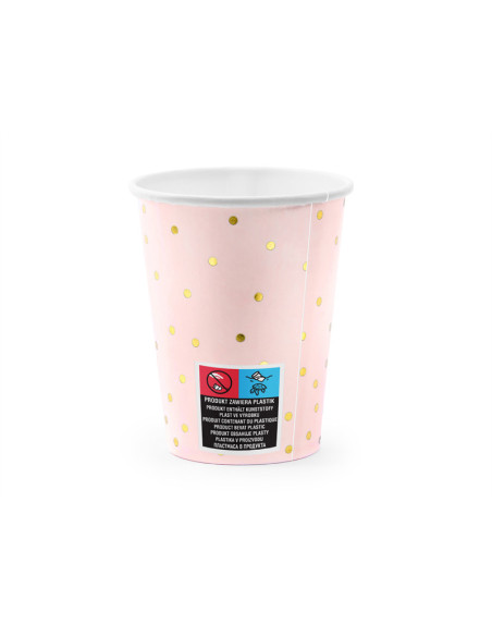 Kubeczki Kropki, jasny róż, 260 ml (1 op. / 6 szt.)