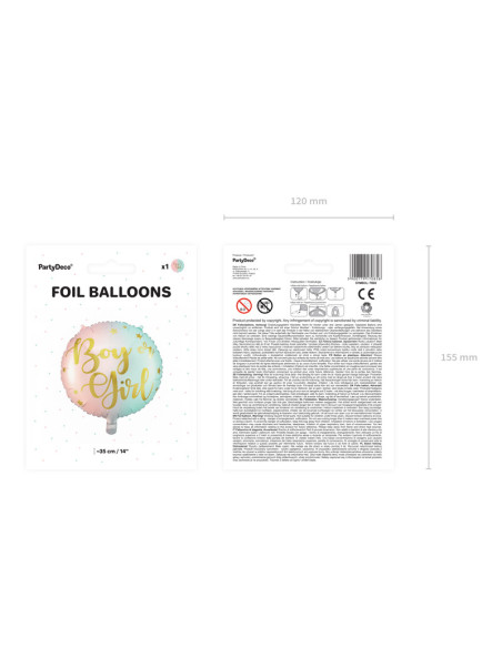 Balon foliowy Boy or Girl, 35cm, mix