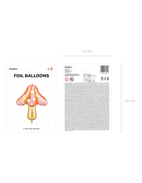 Balon foliowy Grzybek, 66x75cm, mix