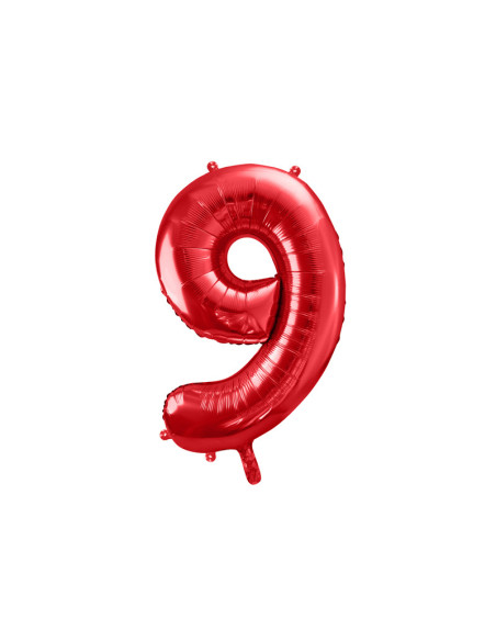 Balon foliowy Cyfra ''9'', 86cm, czerwony