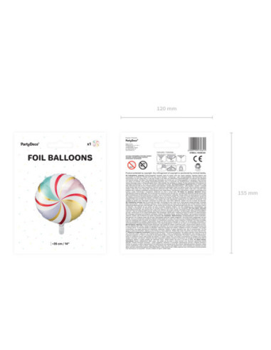 Balon foliowy Cukierek, 35cm, mix