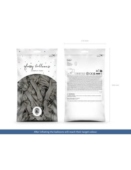 Balony Glossy 12 cm, ciemny srebrny (1 op. / 50 szt.)