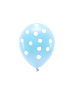 Balony Eco 33 cm pastelowe, Kropki, błękit (1 op. / 6 szt.)
