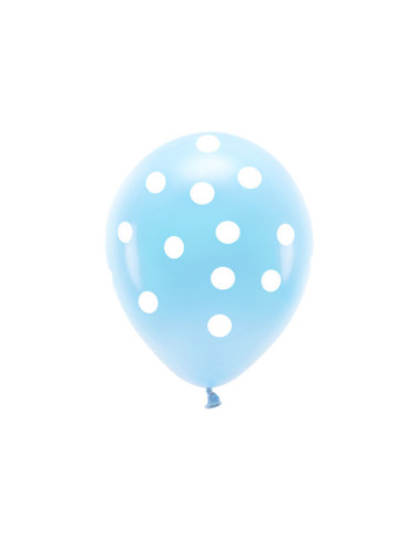 Balony Eco 33 cm pastelowe, Kropki, błękit (1 op. / 6 szt.)