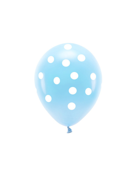 Balony Eco 33 cm pastelowe, Kropki, błękit (1 op. / 6 szt.)